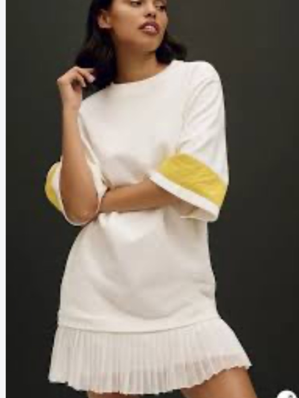 Daily Practice Anthropologie Tshirt Dress Sleeve Accent and Pleated Hem Womens S